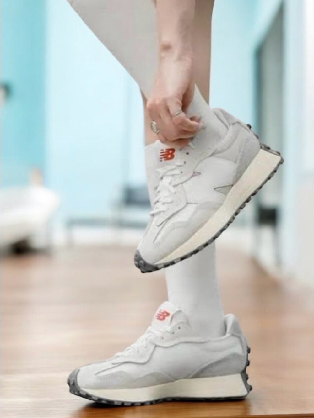 New Balance 327 Grey Sea Salt Raincloud Sneakers - Picture 7 of 16